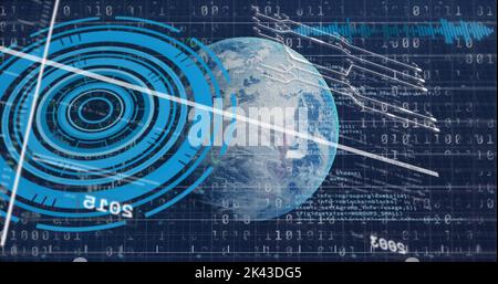 Bild der Datenverarbeitung auf der ganzen Welt Stockfoto