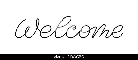 Willkommen kalligraphisches Banner. Motivierender Erfolg Zitat für Schule, Grüße und Arbeit. Beschriftung für Landing Page Template ui Web Mobile App, Poster, Beschriftung. Minimalistisch editierbare Konturkopfzeile Stock Vektor