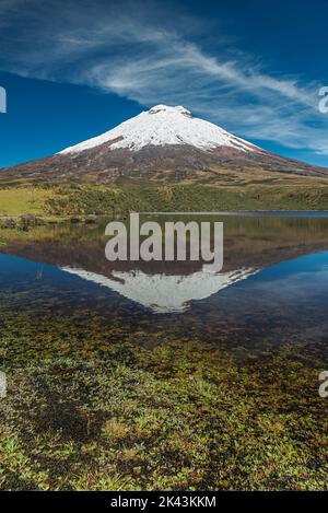 Laguna Santo Domingo ist ein wunderschöner Teich mit klarem, reinem Wasser, der sich im Südosten des Cotopaxi Nationalparks befindet. Es ist eine perfekte Lage dafür Stockfoto