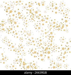 Mehrere Gold- und Silbersterne auf weißem Hintergrund angeordnet. Farb- und Formkonzept digital generiertes Bild. Stockfoto