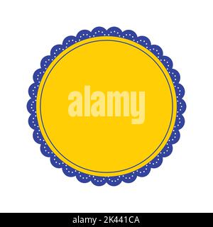 Flache Abbildung des gelben und blauen Vintage-Emblems Stock Vektor