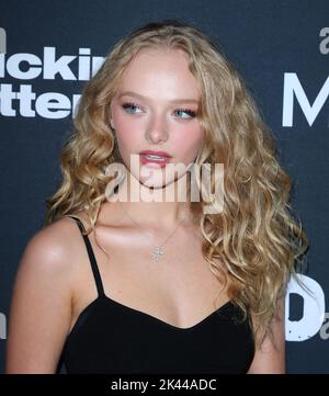 Santa Monica, USA. 29. September 2022. Amiah Miller kommt zur Weltpremiere des EXORZISMUS MEINER BESTEN FREUNDE, der am Donnerstag, dem 29. September 2022, im Aero Theatre in Santa Monica, CA, abgehalten wird. (Foto: Juan Pablo Rico/Sipa USA) Quelle: SIPA USA/Alamy Live News Stockfoto
