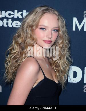 Santa Monica, USA. 29. September 2022. Amiah Miller kommt zur Weltpremiere des EXORZISMUS MEINER BESTEN FREUNDE, der am Donnerstag, dem 29. September 2022, im Aero Theatre in Santa Monica, CA, abgehalten wird. (Foto: Juan Pablo Rico/Sipa USA) Quelle: SIPA USA/Alamy Live News Stockfoto