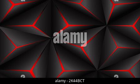 Schwarzes Polygon rotes Licht futuristisches Technologie-Design Vektor-Illustration abstrakter Hintergrund Stock Vektor