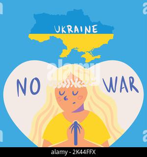 Betende Frau, Ukraine kein Krieg Stock Vektor