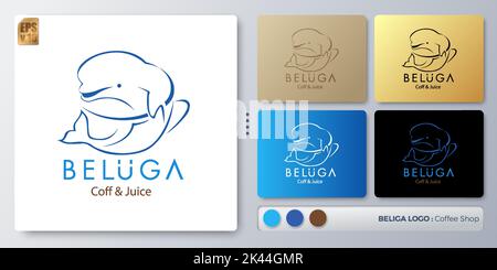 beluga Wal Vektor Illustration Logo Design. Leerer Name für Insert Your Branding. Entwickelt mit Beispielen für alle Arten von Anwendungen. Sie können verwenden Stock Vektor