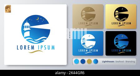 Leuchtturm Vektor Illustration Logo Design. Leerer Name für Insert Your Branding. Entwickelt mit Beispielen für alle Arten von Anwendungen. Sie können fo verwenden Stock Vektor