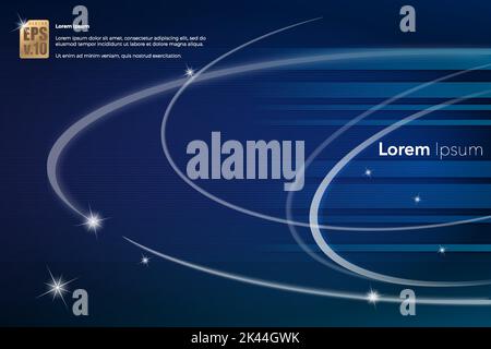 Blue Abstract Hintergrund Vektor-Design. Eleganz und Luxus moderne Grafik horizontale Linie und Stern glänzend. Sie können für Marketingaktionen verwendet werden, pres Stock Vektor