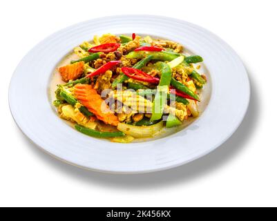 Kambodschanisches Stye Khmer Food cha kreung, das Touristen und Einheimische in Siem Reap essen. Stockfoto