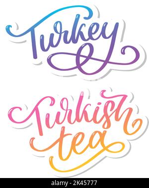 Türkische Traditionen der Teezeremonie. Teezeit. Dekorative Elemente für Ihr Design. Vektor-Illustration mit orientalischer Tasse auf weißem Hintergrund. Stock Vektor