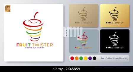 OBST Twister Vektor Illustration Logo minimales Design. Leerer Name für Insert Your Branding. Entwickelt mit Beispielen für alle Arten von Anwendungen. Sie Stock Vektor