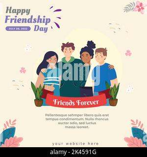 Ein Vektor des Grußkartendesigns für den Tag der Freundschaft Stock Vektor