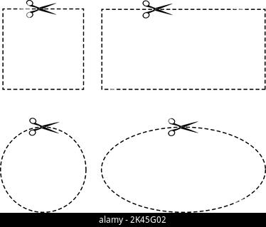 Set Scheren und Coupons. Werbecoupon kürzen. Vektorgrafik Stock Vektor