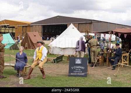 WW2 Nachstellung der Hauswache. Suffolk-Hauswächter, der auf der Flugshow im Imperial war Museum, Duxford England, Großbritannien, neu geschaffen wurde Stockfoto