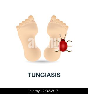 Tungiasis-Symbol. 3D Illustration aus der Sammlung von Krankheiten. Creative Tungiasis 3D Symbol für Web-Design, Vorlagen, Infografiken und vieles mehr Stock Vektor