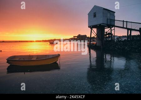 Wells Gezeitenrekorder, Wells Harbour, Wells-next-the-Sea. Norfolk. England. VEREINIGTES KÖNIGREICH Stockfoto