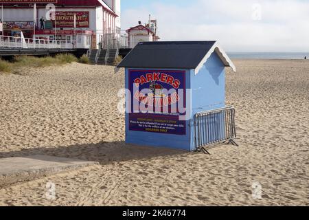 Parker’s Donkey World Beach Hütte in Great Yarmouth Stockfoto