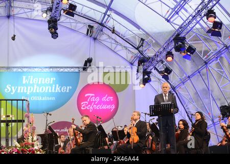Wien, Österreich. 08 Mai 2019. Festival der Freude in Wien. Der österreichische Bundespräsident Alexander Van der Bellen hält eine Rede Stockfoto