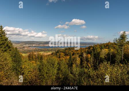 Blick auf Radolfzell und den Bodensee, Baden-Württemberg, Deutschland Stockfoto