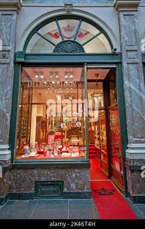 Delices du ROI Feinkostgeschäft, Galerie du ROI, Brüssel, Belgien Stockfoto