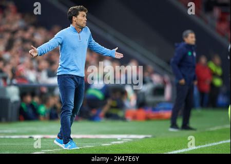 UD Almeria-Cheftrainer Joan Francesc Ferrer Rubi während des La Liga-Spiels zwischen Athletic Club und RCD Espanyol spielte am 4. September 2022 im Sam Mames Stadium in Bilbao, Spanien. (Foto von Cesar Ortiz / PRESSIN) Stockfoto