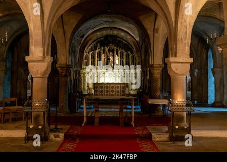 Canterbury, Großbritannien - 10. September 2022: Blick auf die unterirdische Krypta in der Kathedrale von Canterbury Stockfoto