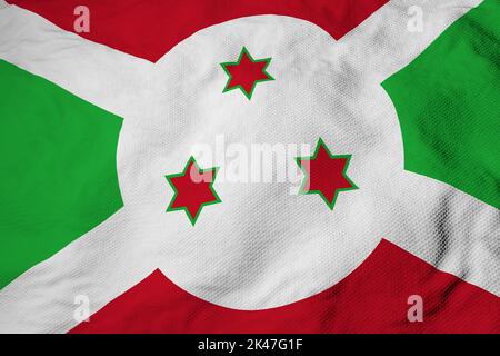 Nahaufnahme einer winkenden Flagge von Burundi im 3D Rendering. Stockfoto