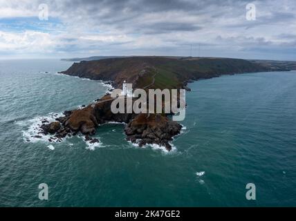 Luftlandschaftsansicht des Start Point Lighthouse und der Landzunge in South Devon am Ärmelkanal Stockfoto