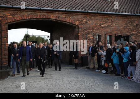 Oswiecim, Polen. 28. September 2022. Der Schauspieler Arnold Schwarzenegger besucht das Auschwitz-Birkenau Museum in Oswiecim. (Bild: © Vito Corleone/SOPA Images via ZUMA Press Wire) Stockfoto