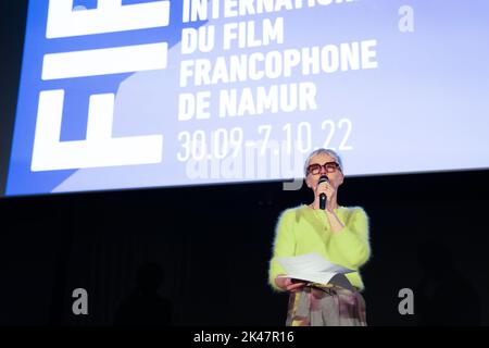 Namur, Belgien. 30. September 2022. Nicole Gillet, Leiterin der Programmierung des FIFF, abgebildet während der Eröffnungsnacht des FIFF 'Festival International du Film Francophone de Namur', Freitag, 30. September 2022 in Namur. BELGA FOTO JULIETTE BRUYNSEELS Kredit: Belga Nachrichtenagentur/Alamy Live News Stockfoto