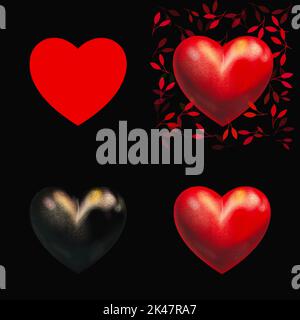 Herzen Symbole, Satz von Herzen nahtlose Muster Hintergrund, ideal für Feiern, Feiertage, Hochzeit und Valentinstag Stockfoto