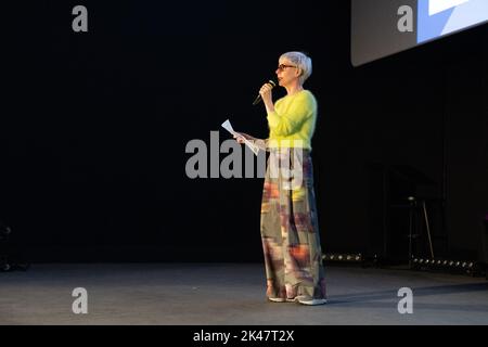 Namur, Belgien. 30. September 2022. Nicole Gillet, Leiterin der Programmierung des FIFF, abgebildet während der Eröffnungsnacht des FIFF 'Festival International du Film Francophone de Namur', Freitag, 30. September 2022 in Namur. BELGA FOTO JULIETTE BRUYNSEELS Kredit: Belga Nachrichtenagentur/Alamy Live News Stockfoto