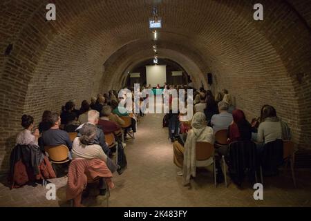 Ferrara, Emilia Romagna, Italien. 30. September 2022. Der Journalist Mario Calabresi ist zu Gast beim Festival des internationalen Magazins in Ferrara. (Bild: © Carlo Verbani/Pacific Press via ZUMA Press Wire) Stockfoto