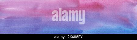 Aquarell lila und rosa Hintergrund Banner. Handbemalte bunte Textur. Stockfoto