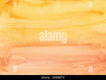 Aquarell orange und gelbe Hintergrundstruktur. Bunte Aquarellkulisse, handbemalt. Stockfoto