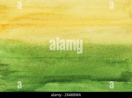 Aquarell grün und gelb Hintergrund Malerei. Abstrakte Aquarelltextur. Stockfoto
