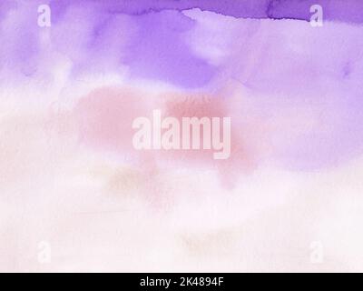 Aquarell pastellrosa und lila Hintergrundmalerei. Unscharfer heller Korallen- und violetter Hintergrund. Flecken auf Papier. Stockfoto