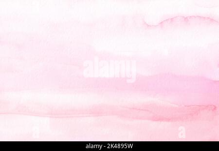 Aquarell hellrosa und weiß Verlauf Hintergrund. Pastellrosa Farbflecken auf Papier Stockfoto