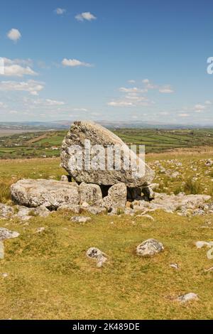 Arthur's Stein (Neolithische Grabkammer - 2500 v. Chr.), Cefn Bryn, Halbinsel Gower, Swansea, South Wales, Großbritannien Stockfoto