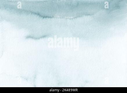 Aquarell ombre pastellgrau Hintergrund Textur, handbemalt. Aquarelle-Farbverlauf hellgrau-blauer Hintergrund, Flecken auf Papier. Künstlerische Rauchfarbe Schmerz Stockfoto
