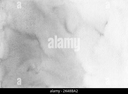 Aquarell schwarz und weiß ombre Hintergrund. Hellgrauer Hintergrund mit Farbverlauf, Flecken auf Papier. Stockfoto