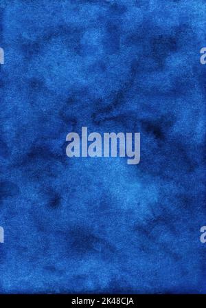 Aquarell tiefblau Hintergrund Textur handbemalt. Aquarelle indigoblauer abstrakter Hintergrund. Stockfoto