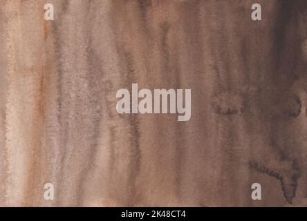Aquarell dunkelbraun Verlauf Hintergrundstruktur. Alte Zimtbraune Farbe ombre Hintergrund. Flecken auf Papier Stockfoto