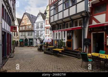 Fachwerkhäuser im Zentrum von Limburg an der lahn in Deutschland. Stockfoto