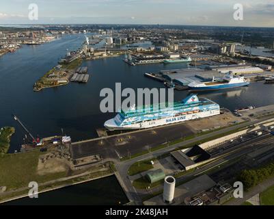 Amsterdam, 29.. September 2022, Niederlande. Aufnahme von Flüchtlingen in Amsterdam Asylbewerber auf einem Kreuzschiff 1000 zusätzliche Flüchtlinge in der Stockfoto