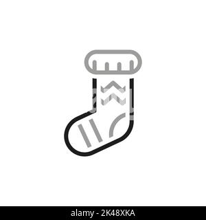 Einfaches lineares Vektor-Symbol für Geschenksocke. Line-Symbol über Weihnachten. Schnittstellenelemente. Stock Vektor