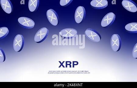 XRP-Kryptowährung-Banner auf violettem Hintergrund. Virtuelles Kryptowährungskonzept Stock Vektor