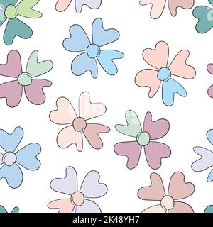 Nahtloses Blumenmuster mit Rosen auf Basis traditioneller Volkskunst-Ornamente. Bunte Blumen auf weißem Hintergrund. Doodle-Stil. Vektorgrafik Stock Vektor