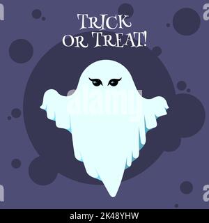 Vektor-Illustration mit niedlichen handgezeichneten Geistern und Schriftzug Boo isoliert auf schwarzem Hintergrund. Design für Poster, Grußkarte, Partyeinladung Stock Vektor
