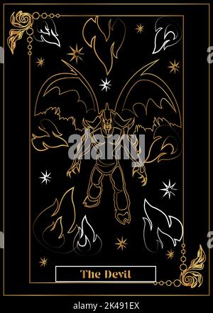 Die Abbildung - Karte für Tarot - der Teufel. Stock Vektor